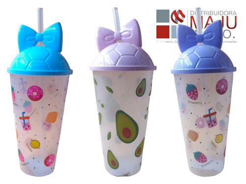 Vaso Pitillo Estampados Con Tapa Balon De 1