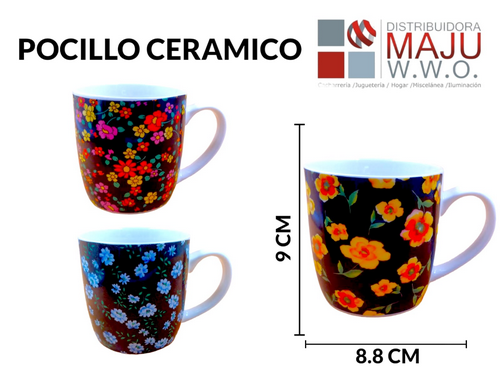 Pocillo Ceramico 8.8Cmx9Cm Diseño Flores Fon