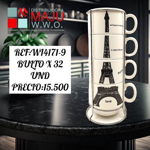 Setde Pocillo X 4 Torre Eiffel 200Ml