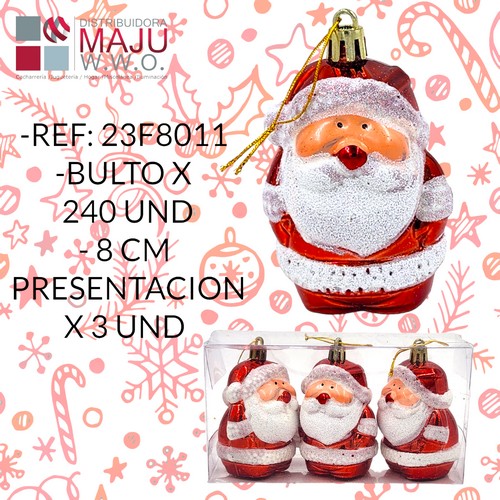 Muñeco Navideño Para Colgar Caja X3Pcs