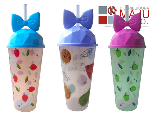 Vaso Pitillo Estampados Con Tapa Domo Arist