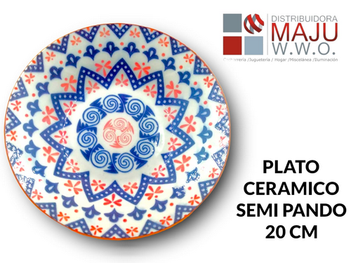 Plato Ceramico Mandalas Hondo De 20X3.6 Red