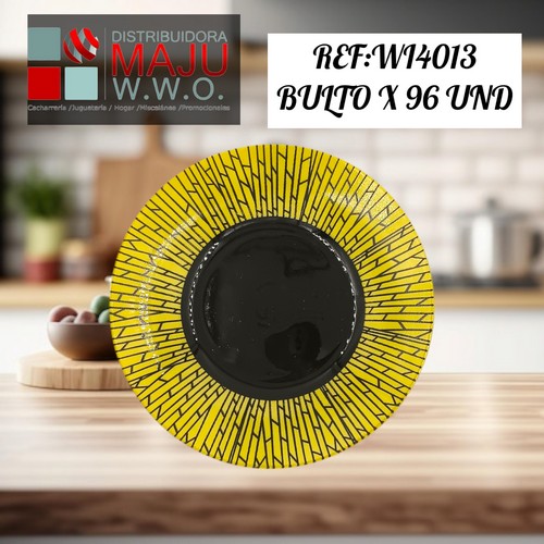 Plato Ceramico Redondo Estampado (Amarillo