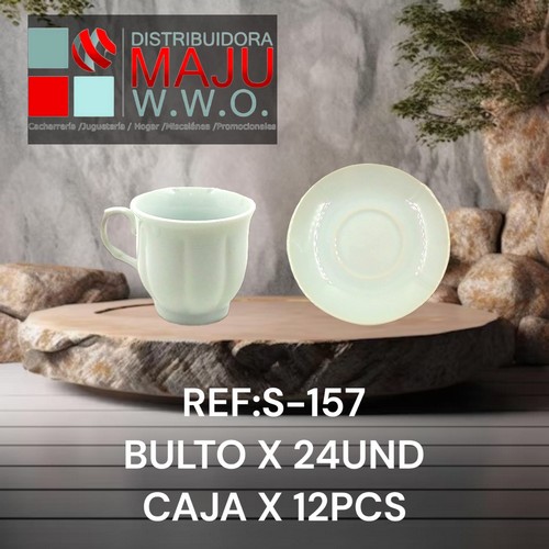 Set De Pocillo Con Relieve Mas Plato X 12Pcs