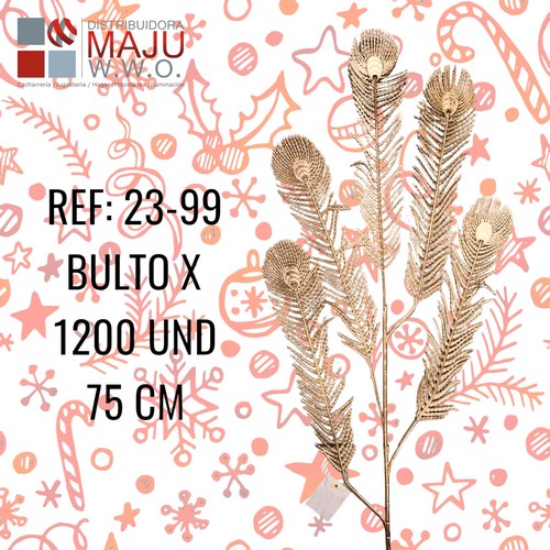 23-99 Plumas De Pavo Real Decorativas Doradas