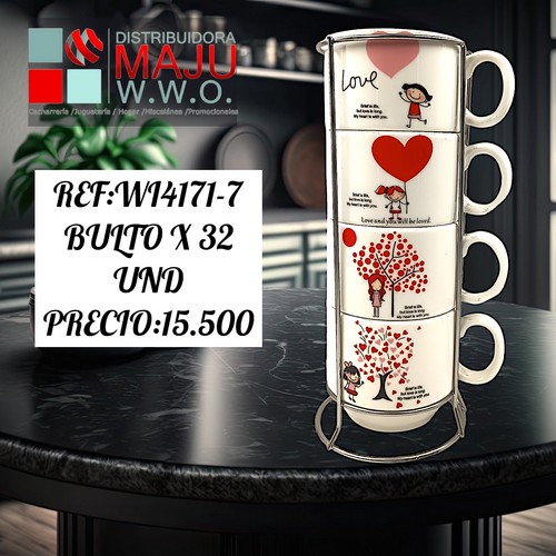 Setde Pocillo X 4 Mensajes De Amor 200Ml