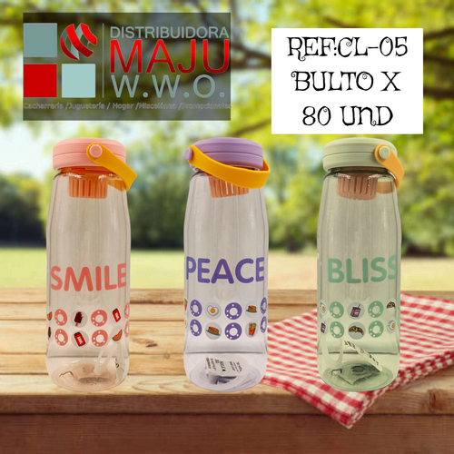 Botilo 900 Ml Smile Bliss Peace Color Pastel