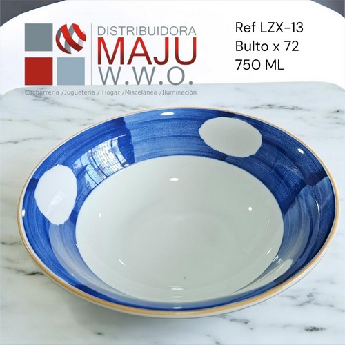 Plato Hondo Bordes Colores Vivos Ceramico