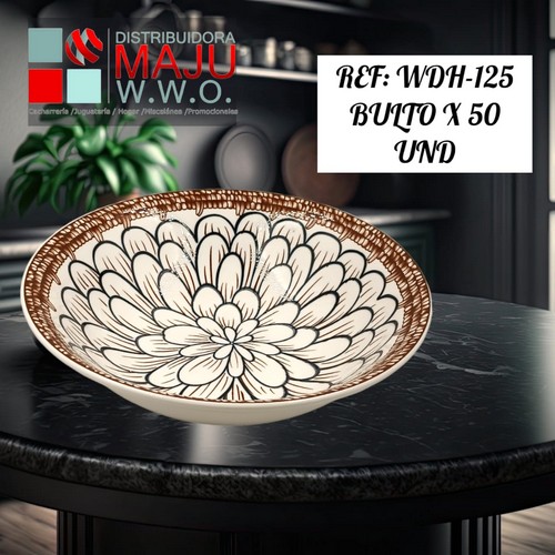Plato Ceramico Redondo Para Sopa Con Petal