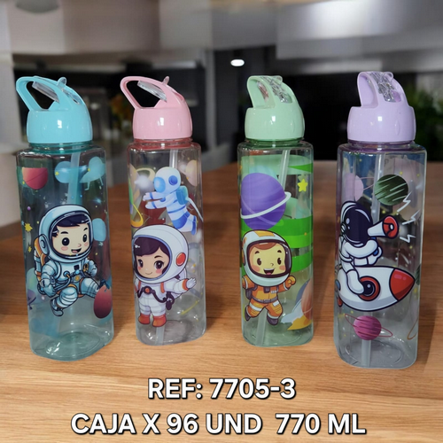 Botilo 770 Ml Cuadrado Dinosaurios Y Espaci