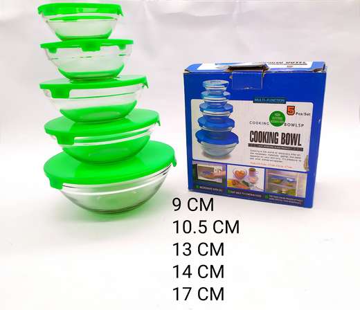 Set Recipiente De Vidrio Tipo Bowl 5Pcs 17X