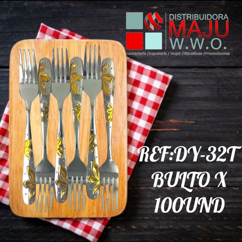 Tenedor De Cocina Con Diseño En Mango De Fl