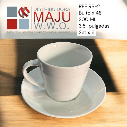 Set De Pocillo Y Plato Color Blanco 200,3.5"