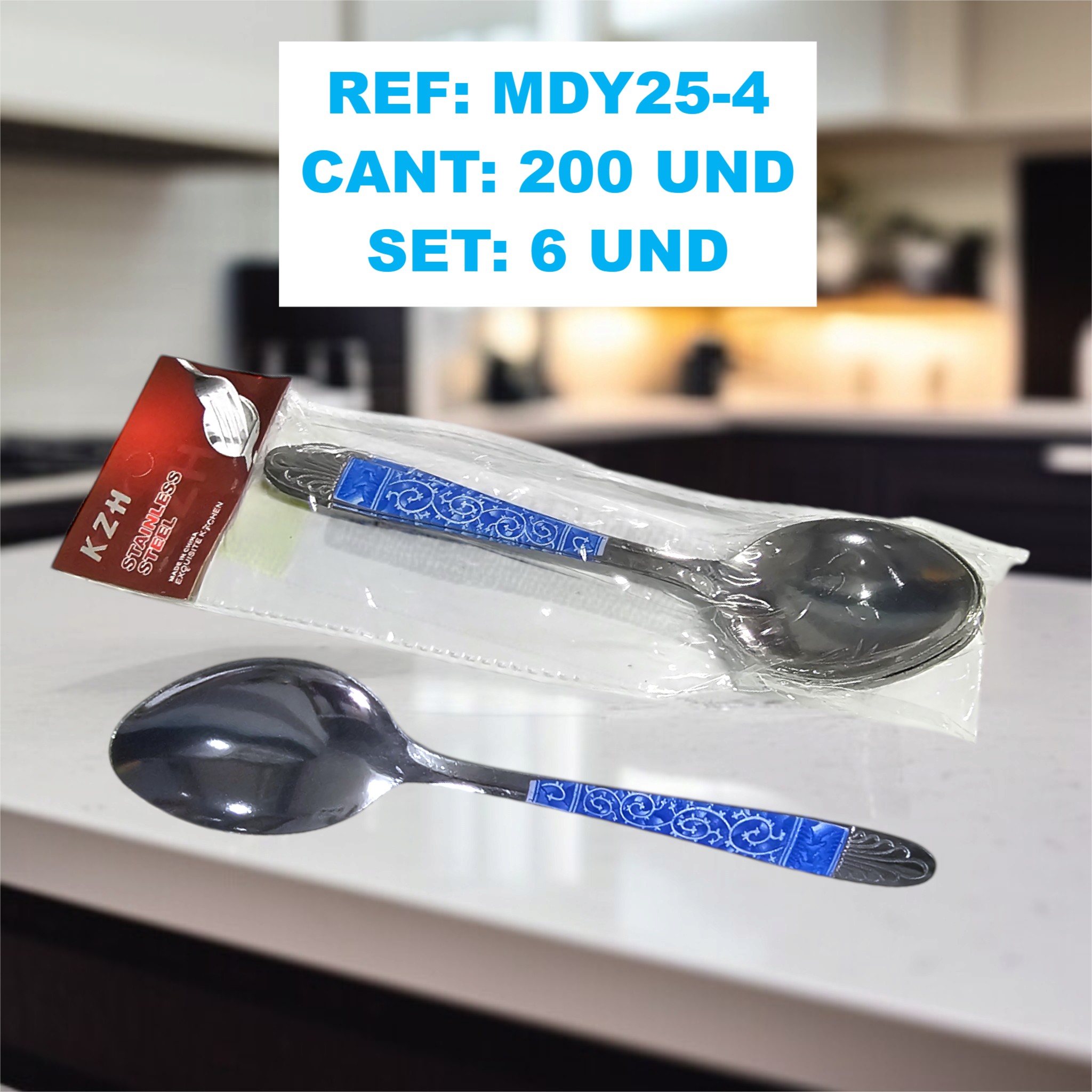 Mdy25-4 Set De Cucharas Resaltado Color Az