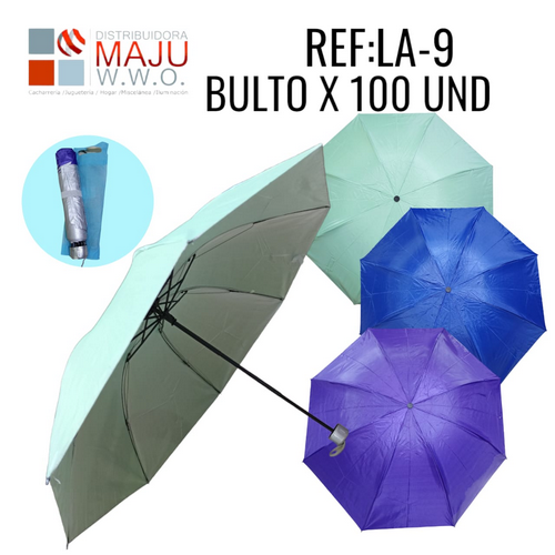 La-9 Sombrilla Colores Con Funda Portable De 25X4C