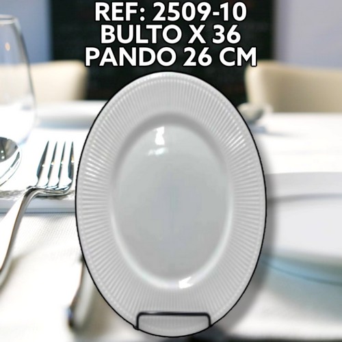 Plato De Ceramica Blanco Con Relieve Rayas