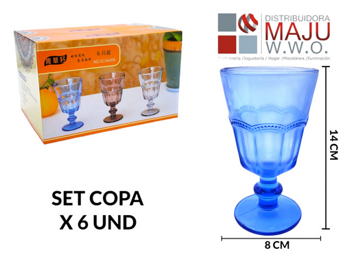 Copa De Vino En Vidrio Atomizado En Caja X 6