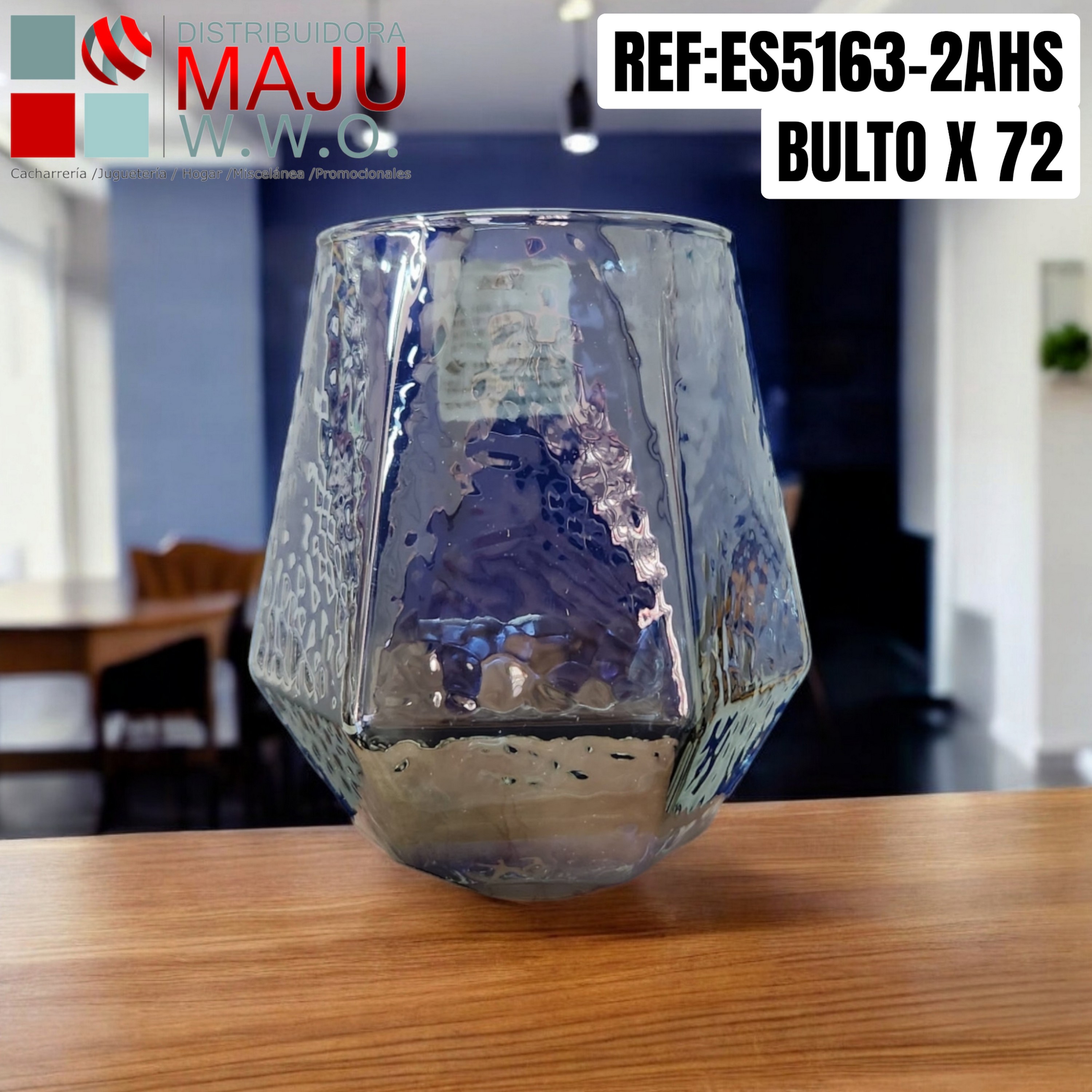 Vaso Whiskero En Vidrio Hexagonal En C