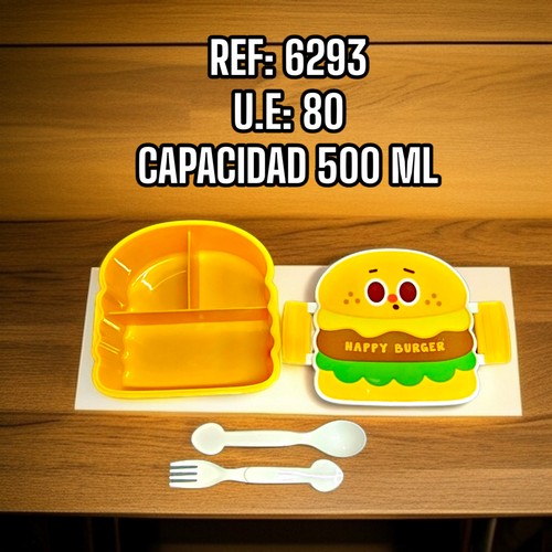 Lonchera Para Niños Con Cubiertos Hamburguesa