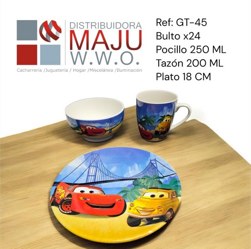 Vajilla Infantil 3 Set Estampado Cars-250Ml-