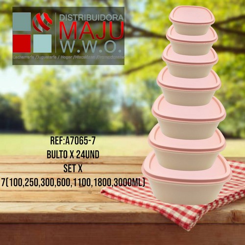 Recipientes Cuadrados Colores Pastel X7Pcs