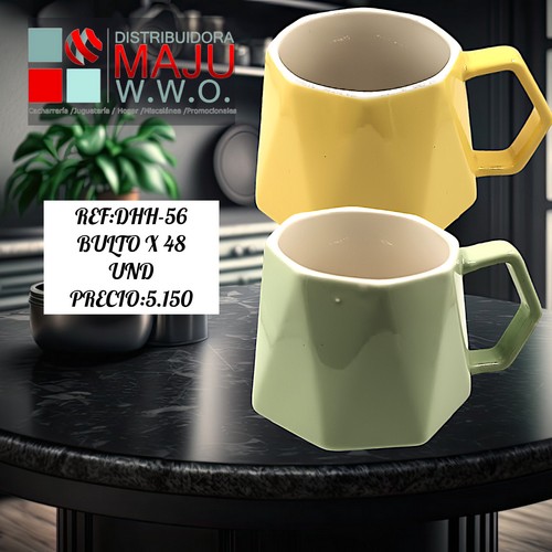 Pocillo Grande Octogonal Colores De 330Ml