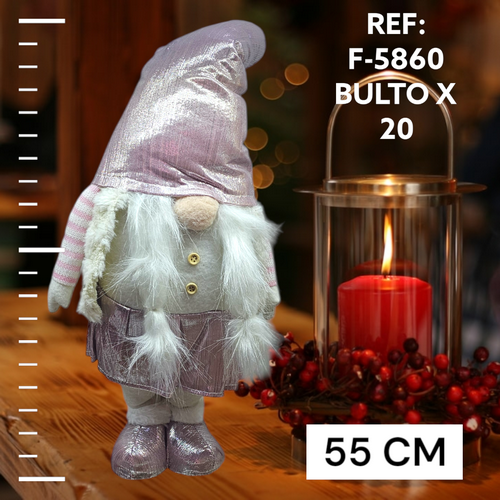 Muñeco Navidad Sra Noel Con Vestido Rosado