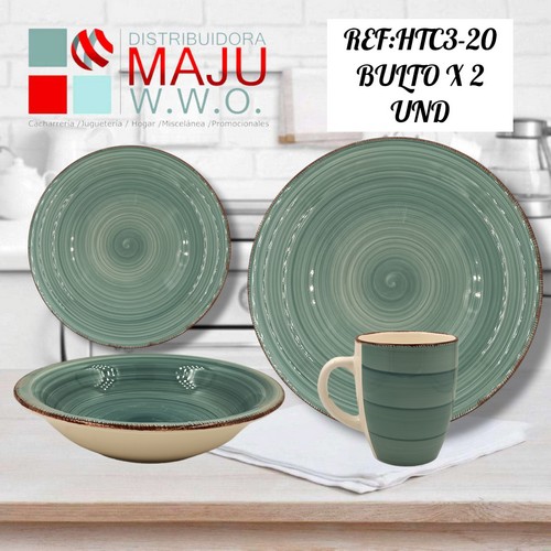 Vajilla De 16Pcs Gris Claro (Pocillo, Sope