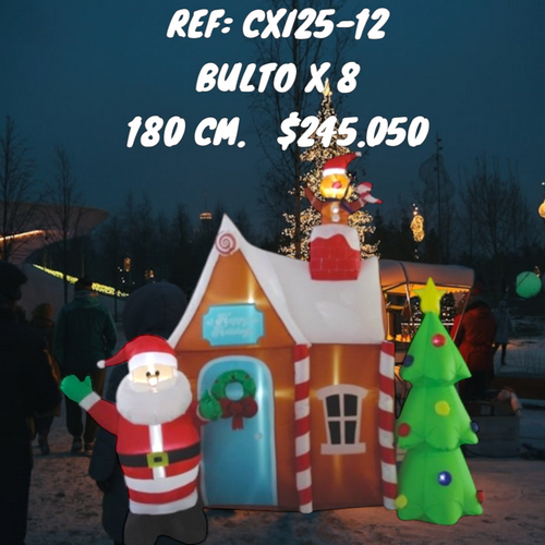 Inflable Navideño Casa De Santa 180 Cm Co