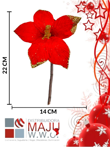 Flor De Navidad 22X14Cm Roja Y Dorada