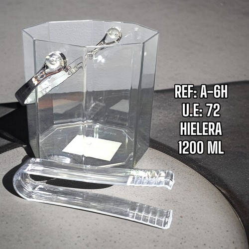 Hielera Acrilica Asa Plateada Con Pinzas De