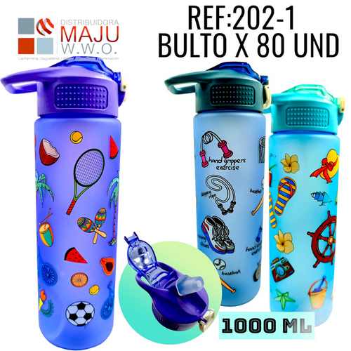 202-1 Botilo 1000 Ml Decoracion Tipo Sticker {Do85