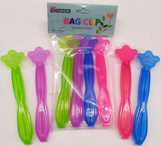 Clip Para Bolsa X 4 Con Corona Colores Neon