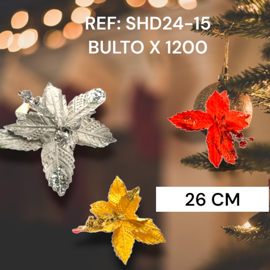 Decoracion Navidad Hojas Rojas Con Escarc