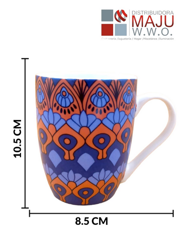 Pocillo Ceramico Mandalas Bicolor Grande De