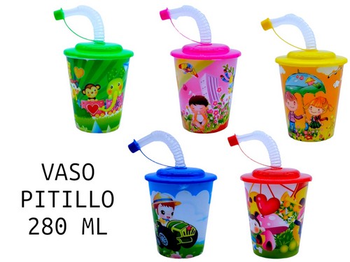 Vaso Pitillo Retractil Pequeño Dibujos Infa