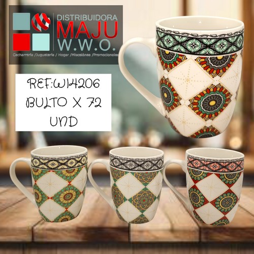 Pocillo Ceramico Mandalas Colores De 350 Ml
