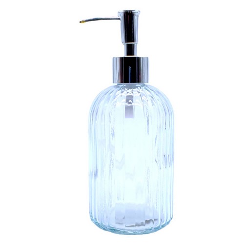 Jabonera De Vidrio Relieve Lineal 450Ml