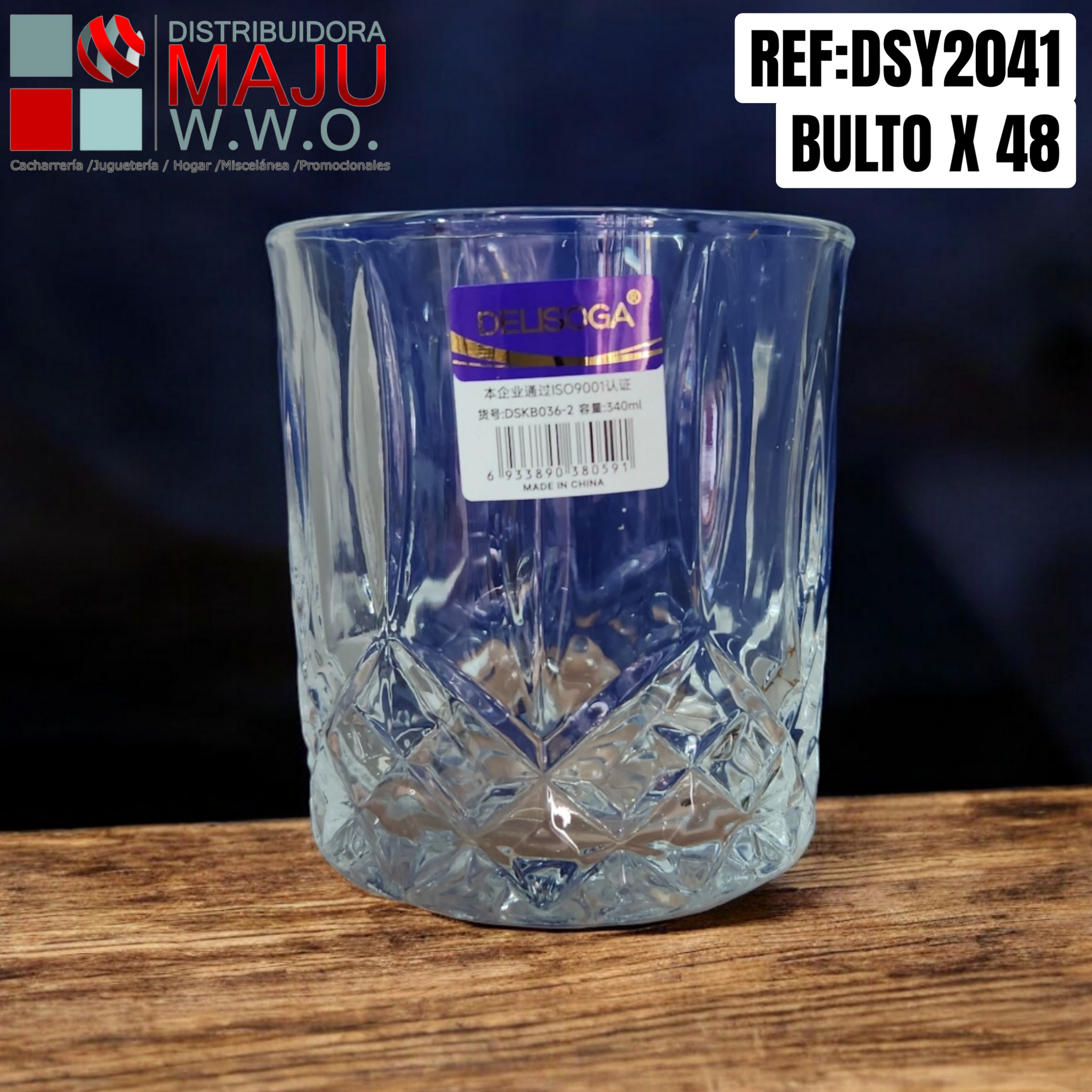 Vaso Whiskero Labrado En Vidrio De 360Ml C