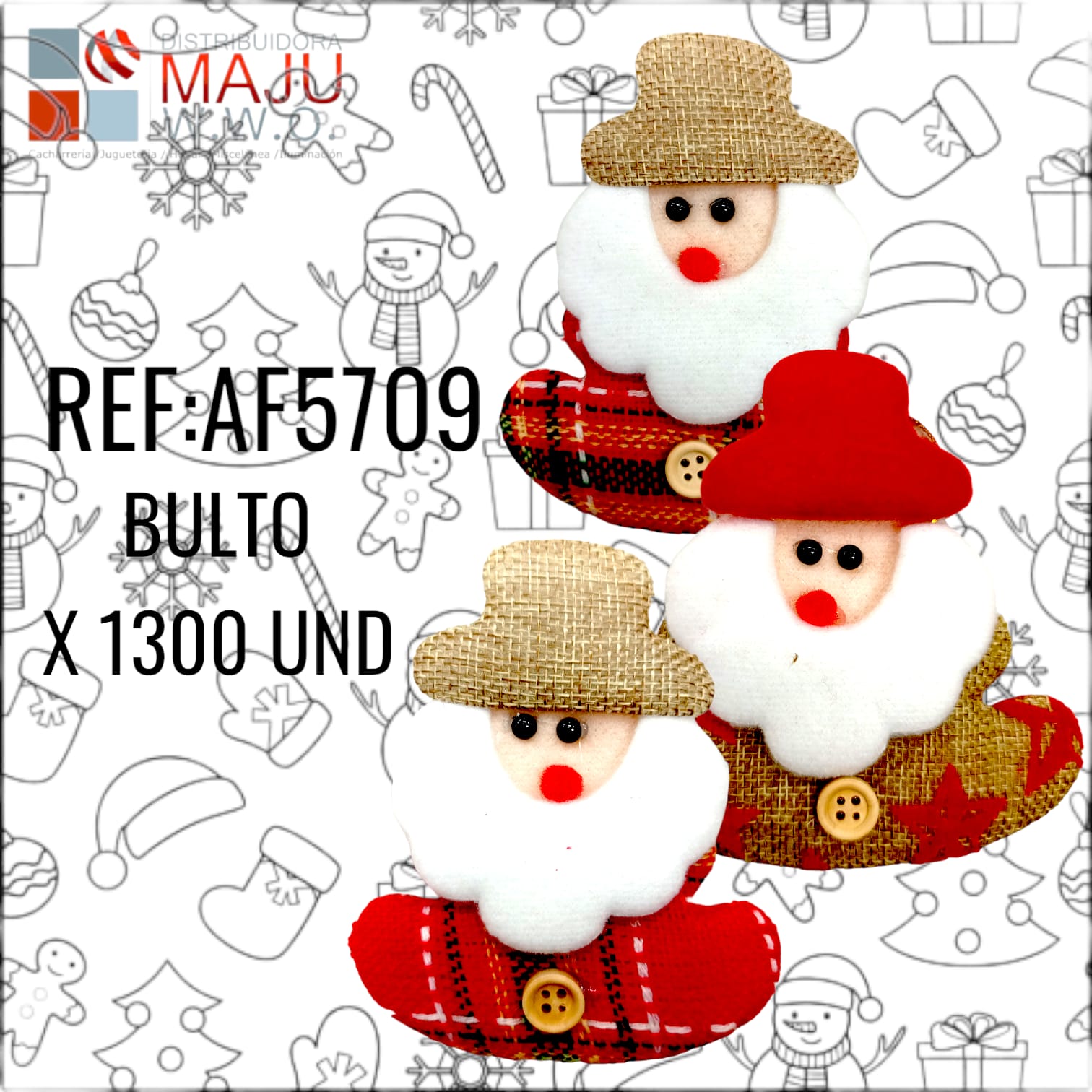 Muñeco Navideño Para Colgar Pequeño 10X10Cm