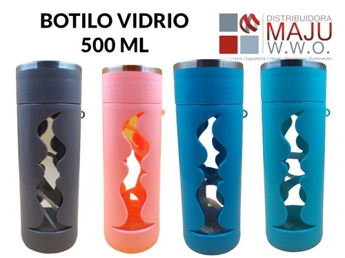 Botilo En Vidrio Con Protector Plastico Y Aga