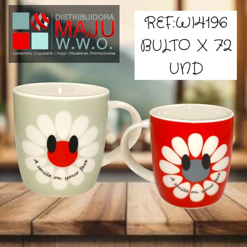 Pocillo Ceramico Flores Con Mensaje Y Color