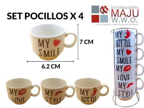 Juego De Pocillos Tintero De 7X6.2Cm Mensaj