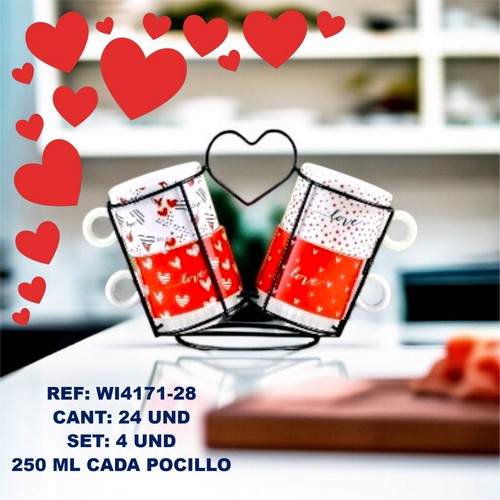 Wi4171-28 Set De Pocillo Corazon X 4 Und