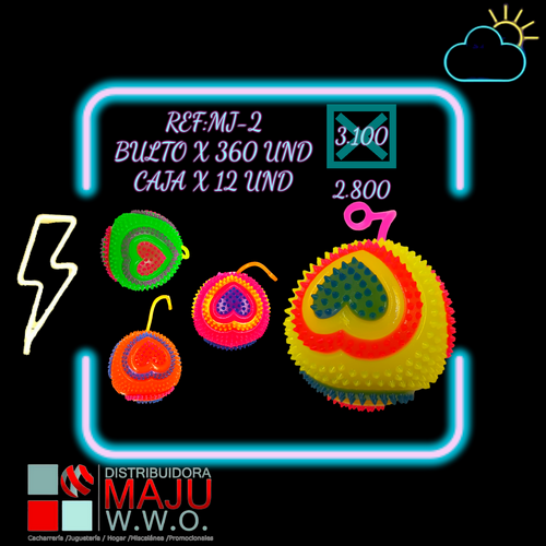Mj-2 Pelota Corazones Colores Con Textura Y Luz Gr