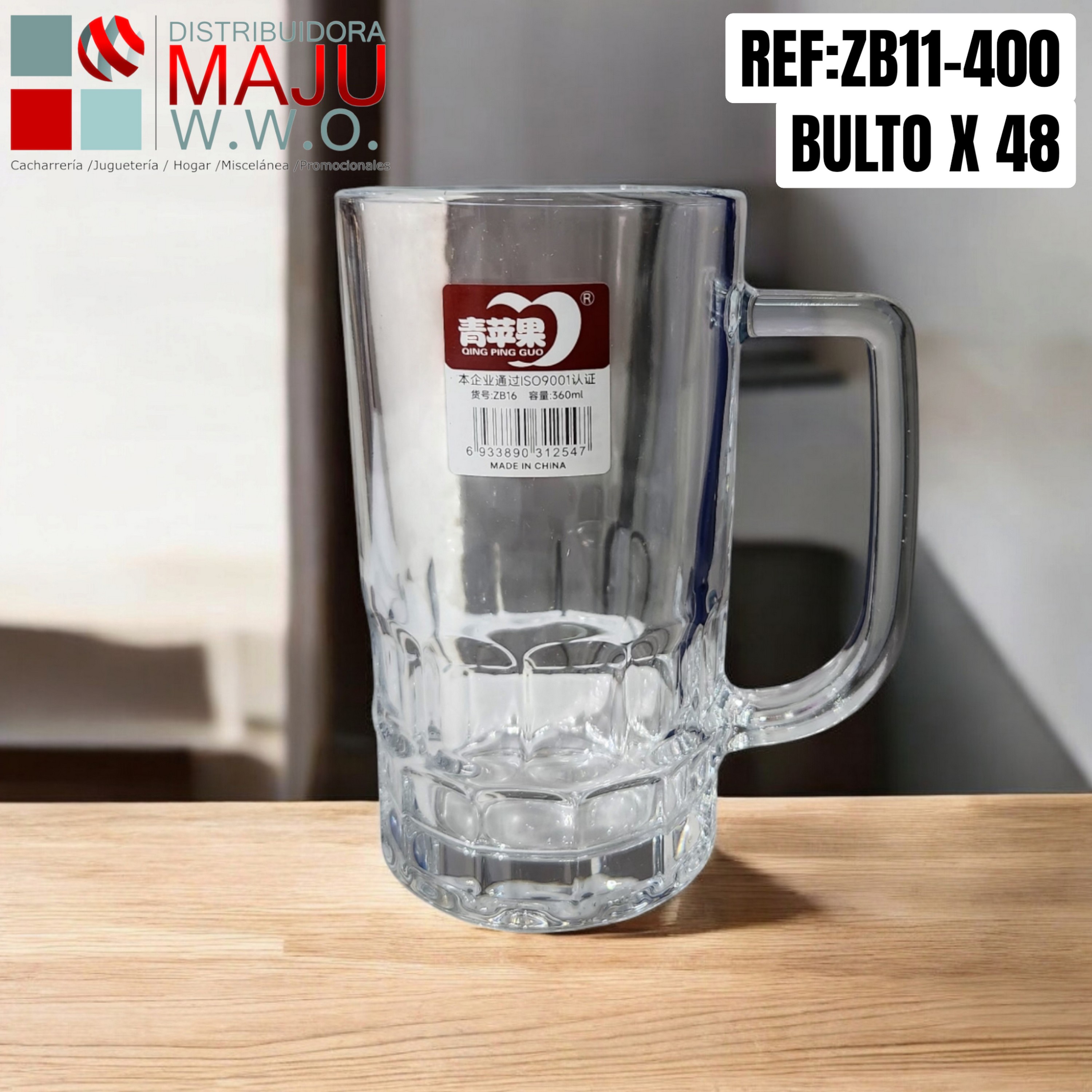 Vaso Cervecero Trasparente De 360Ml Caja