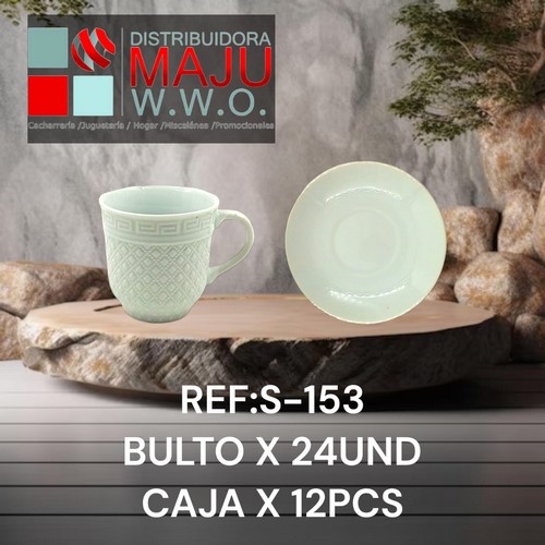 Set De Pocillo Texturizado Mas Plato X 12Pcs