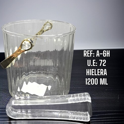 Hielera Acrilica Asa Dorada Con Pinzas De 12
