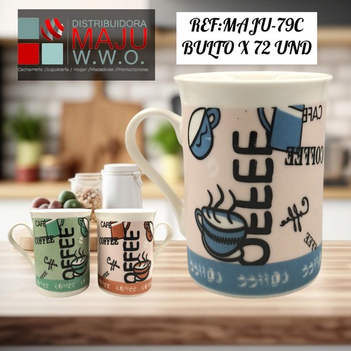 Pocillo Tipo Mug Diiseños Colores Coffee