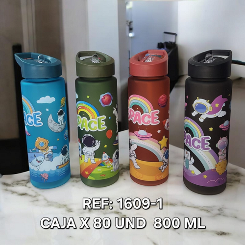 Botilo 800 Ml Redondo Diseño Opaco Espacio